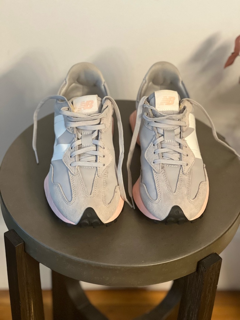 New Balance Light Gray & Pale Pink Runner Sneakers